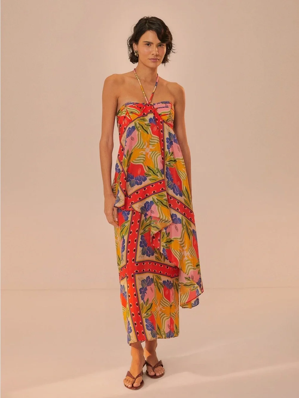 Farm Rio Colorful Tropical Strapless Maxi Dress - Picture 1 of 9